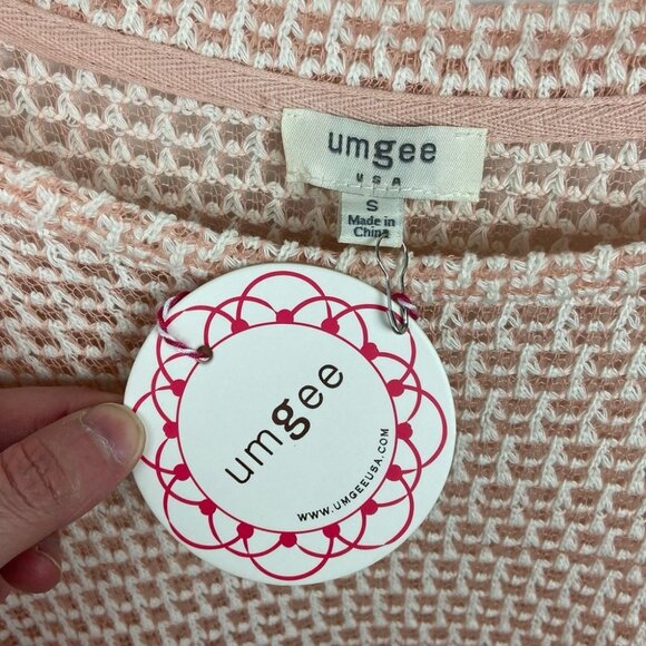 NWT Umgee Baby Pink High Low Waffle Knit Top Size Small Cotton 3/4 Sleeve Boho S - Picture 3 of 15